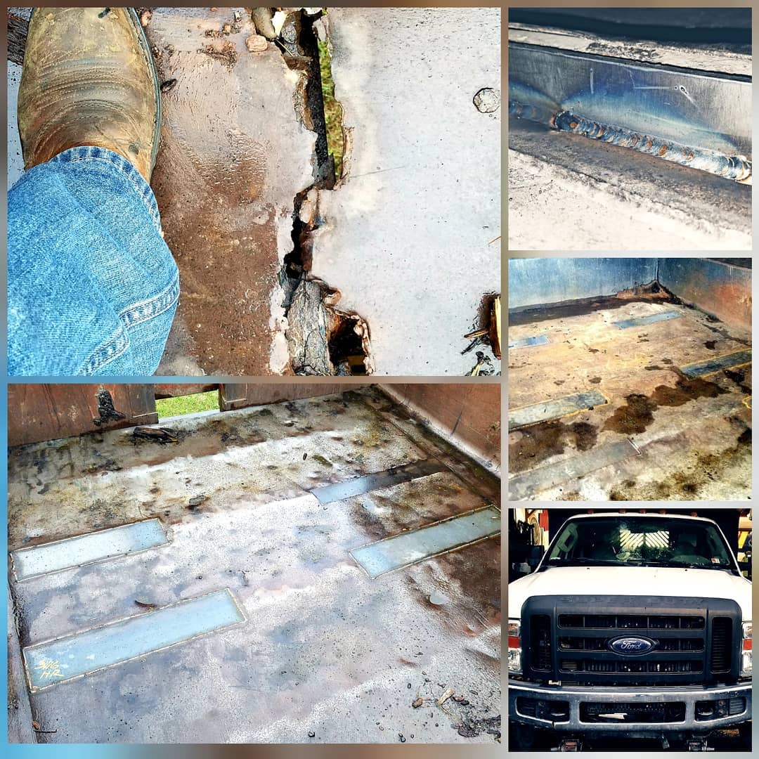 Steel dump truck bed repair